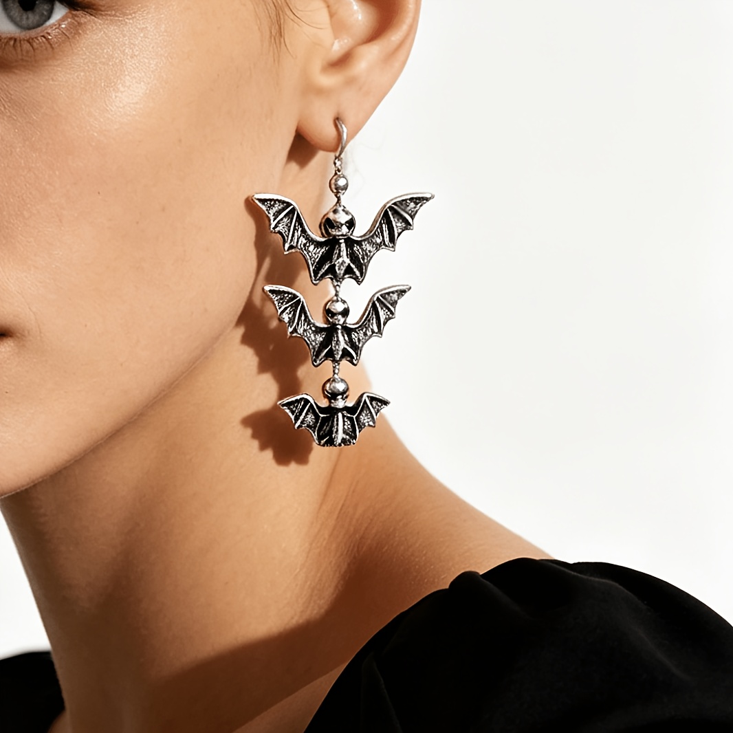 Women's Fashion Dropping Bat Shape Earrings, Distressed Effect